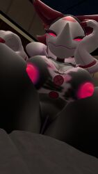 boobs bored_expression breasts_out cally3d cloth_ripping clothing_rip cryptiacurves deltarune deltarune_chapter_2 glowing_genitalia glowing_nipples legs_apart legs_spread pussy_out shortstack tasque_manager_(cryptiacurves) tasque_manager_(deltarune) vrchat vrchat_avatar vrchat_media vrchat_model