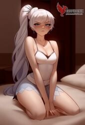 1girls 2d ai_generated ass big_ass blue_eyes breasts erophoenix female female_focus full_body looking_at_viewer patreon_username rwby scar small_breasts solo solo_female thick thick_thighs uncensored weiss_schnee white_hair