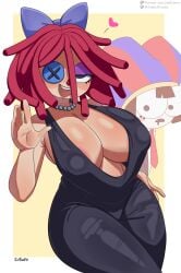 2girls bare_arms bare_legs bare_shoulders bare_thighs big_ass big_breasts big_butt cleavage clothed clothing color deep_cleavage dress female female_focus female_only hi_res junfreaky large_breasts light-skinned_female light_skin nipples ragatha_(the_amazing_digital_circus) red_hair short_hair solo_female tagme the_amazing_digital_circus thick_thighs