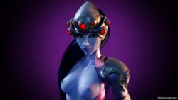 3d areolae blender breasts female female_only fritzhq looking_at_viewer nipples overwatch solo widowmaker