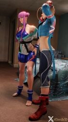 2girls 3d athletic athletic_female blonde_hair british british_female busty cammy_white capcom dawdle3d female female_focus female_only french french_female hourglass_figure jack-o_pose manon_legrand naked_footwear pink_hair pose posing street_fighter street_fighter_6 tagme wide_hips