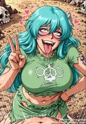 1boy ahe_gao ai_generated aqua_hair bangs bleach bleach:_the_thousand-year_blood_war blush breasts clothed_sex clothing cowgirl_position cowgirl_position drooling female female flower fucked_silly green_hair hair_between_eyes hair_flower hair_ornament hand_on_hip heart huge_breasts jousneystudio large_breasts long_hair male male_pov midriff nakadashi navel nelliel_tu_odelschwanck nipples on_top open_mouth outdoors penis rolling_eyes saliva semen sex shirt short_sleeves skirt skull smile solo_focus spread_legs straddling straight sweat symbol-shaped_pupils tattoo teeth text thick_thighs thighs tongue tongue_out torn_clothes v vagina vaginal_penetration