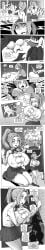 black_and_white blush breast_expansion breast_growth breasts_bigger_than_head bursting_breasts button_gap comic comic_page comic_strip curse expansion expansion_sequence flustered gigantic_breasts growth magic nipples_visible_through_clothing oc onikaiii school_uniform schoolgirl shedy_kurayami skirt text text_bubble wardrobe_malfunction witch
