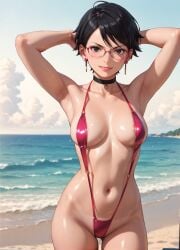 1girls 2d ai_generated areolae armpit armpits arms_up bare_arms beach big_breasts black_eyes black_hair boruto:_naruto_next_generations breasts chest curvy curvy_figure cute cute_face detailed eyelashes eyeshadow female female_only fit fit_female focus hair high_quality large_breasts legs light-skinned_female light_skin lips lipstick looking_at_viewer makeup mascara medium_breasts naruto naruto_(series) nero100 outdoors pale-skinned_female pale_skin perky_breasts petite petite_body petite_female posing sarada_uchiha seductive seductive_look short_hair skinny skinny_girl sling_bikini slingshot_swimsuit stable_diffusion swimsuit swimwear tagme teenager thighs thin_waist twintails