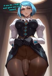 1futa 1futanari ai_generated aqua_eyes aqua_hair ass big_ass big_breasts big_butt big_hips big_penis black_vest blue_eyes blue_hair breasts bulge bulge_through_clothing caption captioned cleavage clothed clothing dick dickgirl earrings eyebrows eyelashes female flaccid foreskin from_below futa_only futanari gem gloves grin grinning grinning_at_viewer gyakuten_saiban hair hands-free huge_cock indoors karuma_mei latex lifting_skirt lips long_hair looking_at_viewer makeup mature mature_female mature_futa mature_futanari medium_hair narrow_waist narrowed_eyes nose pantyhose penis sadism sadistic sadistic_girl sadistic_smile seducing seductive seductive_eyes seductive_gaze seductive_look seductive_mouth seductive_pose seductive_smile shirt short_hair skirt smile smile_at_viewer smiley_face smooth_balls smooth_penis smooth_skin solo solo_dickgirl solo_focus solo_futa solo_futanari taker_pov testicles text text_bubble thick_thighs thighhighs thighs velarin vest