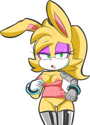 2017 anthro areola big_breasts breasts bunnie_rabbot clothing cybernetics cyborg erect_nipples female fur furry furry_only hearlesssoul lagomorph machine mammal nipples pussy rabbit solo sonic_(series) sonic_the_hedgehog_(archie) sonic_the_hedgehog_(comics)