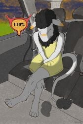 abrachoo absurd_res anthro bodily_fluids car clothed clothing desperation dress evening female genital_fluids hi_res mammal omorashi solo sundress the_nature_of_predators urine vehicle venlil_(the_nature_of_predators) wetting