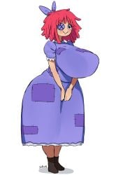 2girls bare_arms bare_legs bare_thighs big_breasts breasts_bigger_than_head brown_hair clothed clothing color doll female female_focus female_only hi_res junfreaky large_breasts light-skinned_female light_skin massive_breasts ragatha_(the_amazing_digital_circus) red_hair short_hair solo_female tagme the_amazing_digital_circus thick_thighs