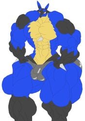 abs biceps inflamusgrow lucario male muscles muscular muscular_arms muscular_legs muscular_male muscular_thighs pecs pokemon
