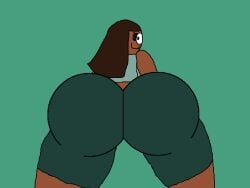 amri_(samuelterronfan2006) big_ass big_butt black_eyes black_skin brown_hair eyelashes green_shirt green_shorts green_tank_top samuelterronfan2006 twerking