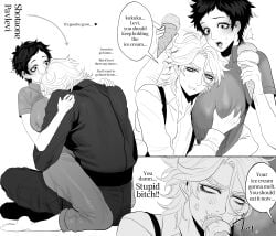 1boy 1girls age_difference age_progression anger_vein angry annoyed big_breasts blush breast_grab embarrassed embrace english_text eriurias73 fear_and_hunger fear_and_hunger:_termina female groping groping_breasts hug huge_breasts ice_cream jumpsuit levi_(fear_and_hunger) male military_uniform monochrome nervous pavel_yudin pervert short_hair soldier surprised very_short_hair