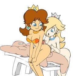 1boy 2girls big_ass big_breasts female male minus8 princess_daisy princess_rosalina tagme