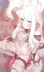 animal_ears arknights female flat_chest nipples nurami_(shouji) panties platinum_(arknights) tentacle tentacle_rape
