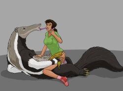 2025 ambiguous_penetration anteater black_body black_fur blood bodily_fluids bottomless bottomless_female bottomless_human breasts brown_eyes claws clothed clothing cowgirl_position duo erection female female_human female_penetrated feral feral_penetrating feral_penetrating_human footwear forced from_front_position fur genitals green_clothing green_eyes green_shirt green_topwear grey_background hi_res human human_on_feral human_penetrated interspecies licking long_tongue lying male male/female male_feral male_penetrating male_penetrating_female mammal on_back on_bottom on_top open_mouth penetration penile penile_penetration penis pilosan rape red_clothing red_footwear red_shoes rudy_(strega) saliva scratches sex shirt shoes simple_background strega striped_body striped_fur stripes tail tongue tongue_around_neck topwear torn_clothing white_body white_fur xenarthran zoophilia