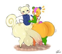 2025 4_fingers animal_crossing animate_inanimate anthro ass balls bear big_butt blue_clothing blue_jacket blue_topwear bodily_fluids bottomless bottomless_anthro bottomless_male circumcised clothed clothing duo erection fingers fur genital_fluids genitals hand_around_waist hand_on_hip head_tuft hi_res humanoid_genitalia humanoid_penis imminent_sex jacket jacket_only leaking_precum living_plushie lofasnofa male male/male mammal marshal_(animal_crossing) mouth_closed nintendo open_mouth orange_body orange_fur pattern_clothing pattern_shirt pattern_topwear penis plushie precum rodent saggy_balls sciurid scrotum_flap shirt shirt_only simple_background small_tail standing star_pattern stitches_(animal_crossing) tail thick_thighs topwear topwear_only tree_squirrel tuft white_background white_body white_clothing white_fur white_shirt white_topwear wide_hips x_eyes