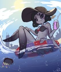 5_eyes beach bikini city_background cloud cute cute_face cute_fang drink female floatie frisk holy_shit_theyre_dead i_love_her imerald_ looking_at_viewer monster_girl muffet outside perfect pretty spider_girl straw summer sun sunhat sunny undertale undertale_(series) wet wet_body wife_material