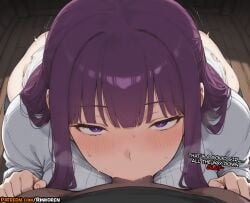 1boy 2025 ai ai_assisted ai_generated anime anime_girl anime_style artist_name ass bangs blush curvy dark-skinned_male dark_skin deepthroat english_text erection fellatio female fern_(sousou_no_frieren) frieren_beyond_journey's_end hi_res high_quality high_res high_resolution highres interracial long_hair long_sleeves looking_at_viewer mature_female netorare ntr oral patreon patreon_username penis pov purple_eyes purple_hair rinkoai solo_focus sousou_no_frieren straight sweat thighhighs uncensored voluptuous voluptuous_female watermark wooden_floor
