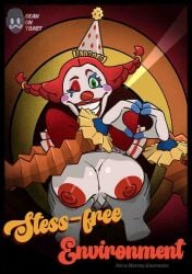 animatronic animatronic_female beanontoast breast_grab breasts clothing clown clown_makeup clown_nose female five_nights_at_freddy's five_nights_at_freddy's:_secret_of_the_mimic hand_on_breast hat headgear headwear hi_res jackie_(fnaf) large_areolae large_breasts lipstick machine makeup nipples party_hat red_lipstick robot solo twintails