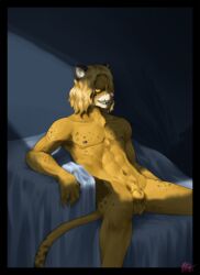 1boy 2017 animal_genitalia blonde_hair chest_tuft claws fangs feline fully_sheathed fur hair jaguar male male_only mammal mink_tribe navel nipples one_piece pedro_(one_piece) penis pinup pose rodenbeard sabertooth_(feature) sheath solo spots teeth testicles tuft white_claws yellow_eyes yellow_fur