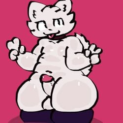 >:3 :3 :p big_penis boykisser boykisser_(meme) erection femboy looking_at_viewer remmy052175824 silly_cat_(mauzymice) thick_thighs thigh_highs thighhighs trashboat v_sign white_fur