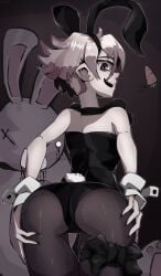 1girls asking_for_it asking_for_sex ass ass_focus ass_grab black_bow blonde_hair bow bunny bunny_costume bunny_ears bunny_tail bunnysuit female hi_res imerald_ looking_at_viewer looking_back purple_eyes short_hair short_hair_female smile tights