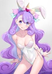 1girls :p breasts bunnysuit female female_only kazuma_muramasa light-skinned_female light_skin niko-sama_(wonderful_precure!) precure pretty_cure purple_hair solo toei_animation wonderful_precure!