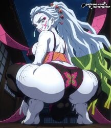 1girls ai ai_assisted ai_generated barefoot big_ass big_balls big_breasts big_penis bra building bulge cracked_skin curvy daki_(kimetsu_no_yaiba) dark demon demon_girl demon_slayer dickgirl dominant dominant_female facial_mark facial_markings feet female futanari green_hair hair_ornament huge_breasts huge_bulge kanzashi kimetsu_no_yaiba long_hair multicolored_eyes multicolored_hair muscular outdoors outside pale_skin panties presenting presenting_hindquarters scar seductive silvergilver soles solo solo_female solo_focus thick_thighs thighhighs toe_ring toe_rings white_hair wood