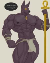 abs anthro anubis biceps canine jackal male muscles muscular muscular_arms muscular_legs muscular_male muscular_thighs pecs