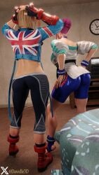 2girls 3d athletic athletic_female blonde_hair british british_female busty cammy_white capcom dawdle3d female female_focus female_only french french_female hourglass_figure jack-o_pose manon_legrand naked_footwear pink_hair pose posing street_fighter street_fighter_6 tagme wide_hips