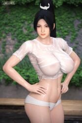 3d busty dead_or_alive fatal_fury female female_focus female_only hourglass_figure loveluv69 mai_shiranui nude nude_female nudity pinup pinup_pose tagme wide_hips