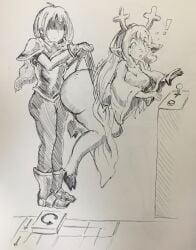 1boy 1girls 4chan_anon big_ass deer deer_girl deltarune kris_(deltarune) noelle_holiday tagme undertale_(series) unknown_artist wedgie