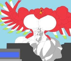 abs biceps breasts female ho-oh inflamusgrow muscles muscular muscular_arms muscular_female muscular_legs muscular_thighs pokemon pokemon_(species)