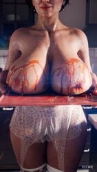 3d 3d_(artwork) 4k apron areolae big_breasts breasts breasts_out curvaceous curvy curvy_female curvy_figure digital_media_(artwork) female high_resolution highres honey honey_(food) light-skinned_female light_skin massive_areolae massive_breasts mature mature_female mature_woman milf milfotonine nipples original original_character thick_thighs vivalamind voluptuous voluptuous_female