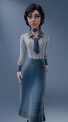 3d bioshock bioshock_infinite blue_eyes brown_hair busty coffeeforsnails elizabeth_comstock female female_focus female_only hourglass_figure long_hair ponytail standing tagme wide_hips