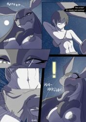 absurd_res banditofbandwidth_(artist) big_breasts blush breasts comic crotch_sniffing female hi_res human lovander male mammal monochrome pal_(species) palworld pocketpair sniffing text