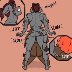 1boy 1boy1girl 1girls 2d afro anthro anthro_penetrating arms_around_waist ass_grab bbb_(kostos) big_breasts big_penis biting_lip blowjob_face blush breasts color dark-skinned_female dark_skin deepthroat dick female female_human female_penetrated grey_fur gulp hair_over_eyes heart hearts_around_head human_penetrated kostos_art large_ass large_breasts large_penis male male/female male_penetrating male_penetrating_female nipples on_knees orange_hair shaking slurp striped_body stripes tail testicles thick_thighs