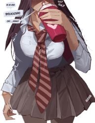 1girls animated bimbofication breast_expansion breast_growth breasts_bigger_than_head brown_hair bursting_breasts button_gap cleavage dialogue drinking erismanor expansion female female_only gif gigantic_breasts growth hair_growth height_growth oc onikaiii potion school_uniform schoolgirl shedy_kurayami skirt solo text thigh_growth transformation voluptuous voluptuous_female wardrobe_malfunction