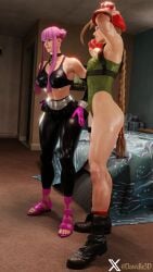 2girls 3d athletic athletic_female blonde_hair british british_female busty cammy_white capcom dawdle3d female female_focus female_only french french_female hourglass_figure jack-o_pose manon_legrand naked_footwear pink_hair pose posing street_fighter street_fighter_6 tagme wide_hips