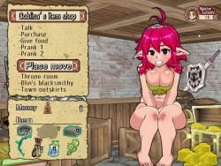 animated antenna_hair barefoot barrel black_eyes blue_eyes breasts brick_wall cg cleavage feet female fingering goblin_male goblin_walker goblina_(goblin_walker) hair_between_eyes large_breasts long_hair monster nail_polish navel official_art open_mouth panties partially_visible_vulva pink_hair plump_labia pointy_ears pussy red_hair red_nails short_hair sitting soles solo solo_focus sound spread_legs swimsuit sword tagme thong toenails toes underwear video weapon wedgie