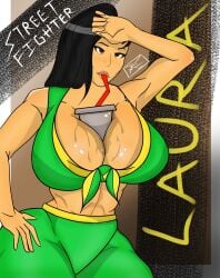 2d big_breasts brazilian brazilian_female breasts bubble_tea_challenge busty capcom female female_focus female_only hourglass_figure large_breasts laura_matsuda mrenvelopez street_fighter street_fighter_v tagme wide_hips