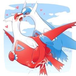1:1 blush blush_lines bodily_fluids cotora cum cum_in_vagina cum_inside duo female feral generation_3_pokemon genital_fluids genitals hi_res latias latios legendary_pokemon looking_pleasured male male/female narrowed_eyes nintendo penis pokemon pokemon_(species) red_eyes saliva saliva_string sex tears tongue tongue_out vaginal_fluids vaginal_penetration yellow_eyes