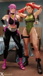 2girls 3d athletic athletic_female blonde_hair british british_female busty cammy_white capcom dawdle3d female female_focus female_only french french_female hourglass_figure jack-o_pose manon_legrand naked_footwear pink_hair pose posing street_fighter street_fighter_6 tagme wide_hips