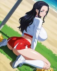 1girls ai_generated anime black_hair blue_eyes breasts breasts fit nico_robin nsfw one_piece