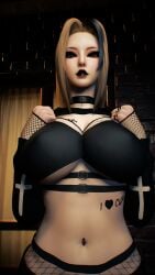 1girls 3d 4k areolae balcony big_breasts black_hair black_lipstick black_makeup blacked blonde_hair breast_squeeze breasts brown_eyes collar crashbanditkut eyeshadow female female_focus fishnets goth goth_girl gothic_girl hair hi_res high_resolution highres light-skinned_female light_hair light_skin lips looking_at_viewer medium_hair multicolored_hair nail_polish nails naruto naruto_(series) naruto_shippuden navel navel_piercing nipples piercing qos qos_tattoo queen_of_spades queen_of_spades_symbol queen_of_spades_tattoo ring solo spade_tattoo spiky_collar tattoo tattoos tsunade virt-a-mate virtamate