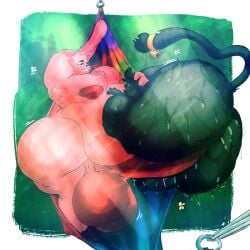 1:1 anal_fluids anal_squirt anthro areola aroused ass balls big_balls big_butt big_nipples big_penis bodily_fluids butt_jiggle cartoon_network casual_nudity cuddling demon digital_drawing_(artwork) digital_media_(artwork) domestic_cat extremely_aroused felid feline felis genitals hammock hi_res huge_balls huge_butt huge_cock hyper hyper_butt in_heat ink_(lumiink) jiggling lagomorph leporid lumiink male male/male mammal moobs motion_lines nipples overweight overweight_male penis rabbit richard_watterson submissive submissive_male sweat sweaty_butt teasing the_amazing_world_of_gumball thick_thighs unknown_species wobbling