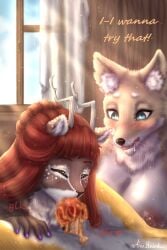 2:3 absurd_res alex_hound anthro big_breasts big_nipples breasts canid canine connor_(alex_hound) deep_throat deer eleanor_(alex_hound) fellatio female female/female femboy food food_fetish fox group hi_res honey_(food) huge_breasts knot male male/female mammal mature_female nipples oral oral_penetration overweight penetration penile sex trio vanessa_(alex_hound)