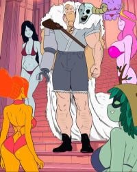 1boy 5girls adventure_time artist_request bikini finn_the_human flame_princess huntress_wizard invincible lumpy_space_princess marceline meme princess_bubblegum the_lich
