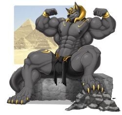 abs anthro biceps canine horns male muscles muscular muscular_arms muscular_legs muscular_male muscular_thighs pecs tail