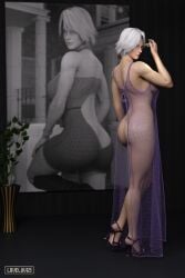 3d busty christie_(doa) dead_or_alive female female_focus female_only hourglass_figure loveluv69 nude nude_female nudity pinup pinup_pose tagme white_hair wide_hips
