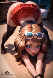 ai_generated bending_down bending_forward bending_over bent_forward bent_over blue_eyes blush blush cute cute_girl downward_dog dramatic_lighting glasses glasses_on_head horny horny_female inviting inviting_to_sex jaajaai jack-o'-lantern jack-o_pose long_hair miniskirt nintendo on_ground perfect_body pokemon pokemon_xy red_skirt round_ass seducing seductive_pose serena_(pokemon) shiny_skin shy smooth_skin standing_position stockings stretch stretching submissive submissive_female tagme tease teasing thin_waist voluptuous voluptuous_teen wide_hips